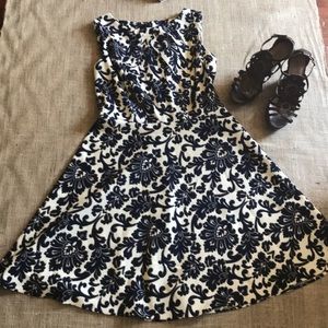 Beautiful navy blue and tan dress